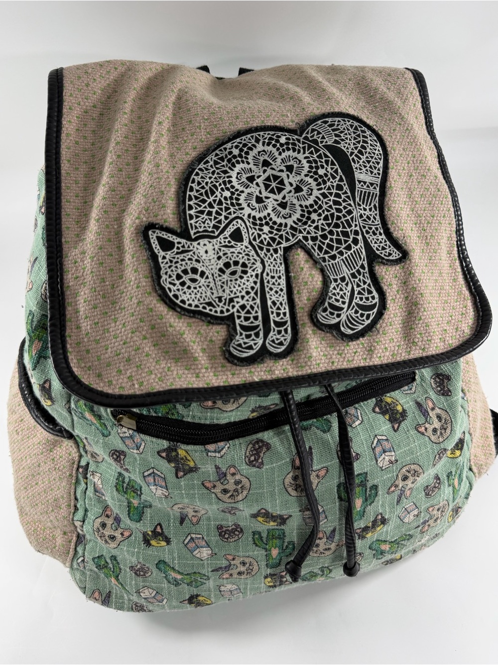 Cat Print Backpack Witchy Cottagecore Kawaii Boho Mini Backpack Purse - Picture 1 of 10
